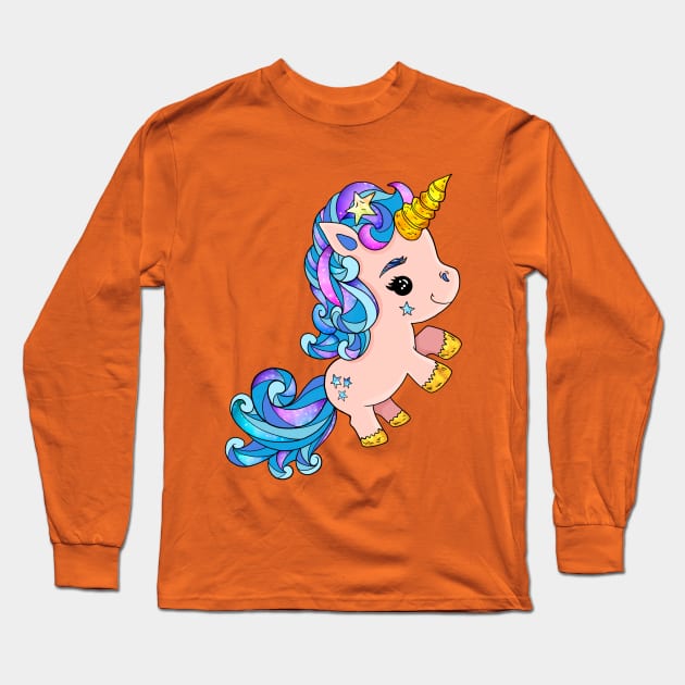 Cute Unicorn Long Sleeve T-Shirt by KimLeex